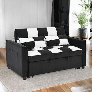 Modern Velvet Loveseat Sofa Couch Pull Out Bed, 3-in-1 Convertible Sofa ...