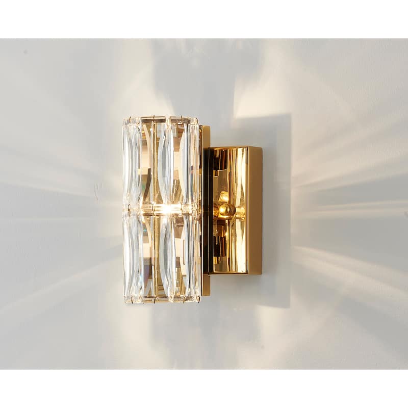 4 Light Gold Stainless Steel Wall Sconce With Crystal Accents