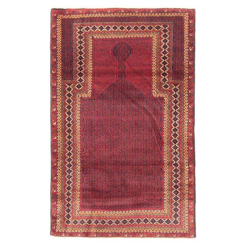 Teimani Burgundy Rug 3'0" x 4'9" - 3'0 x 4'9 - Burgundy - 3'0 x 4'9