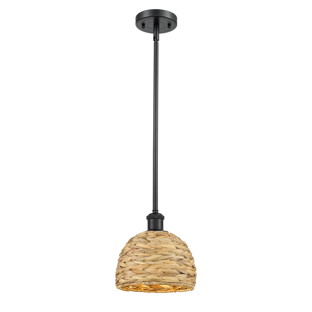 Innovations Lighting Woven Rattan - 1 Light 8" Stem Hung Pendant