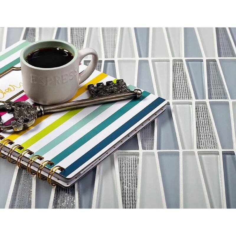 Apollo tile 12" x 13" Glacier Glossy Matte White Blue Glass Tile (5.38 sq ft/case) - 5 Pack