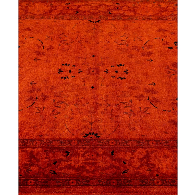 Overdyed One-of-a-Kind Hand-Knotted Area Rug - Orange - 3' 0" x 8' 7"