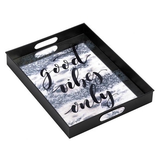 Good Vibes Only Mirrored Metal Tray - 14"x 18" x2.25".