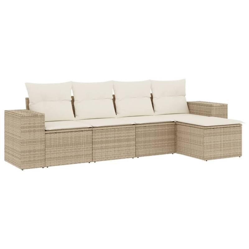 vidaXL Patio Sofa Set with Cushions Outdoor Conversation Furniture Poly Rattan