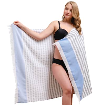 American Soft Linen Peshtemal Beach Towels, Turkish Terry 35x60 Inches