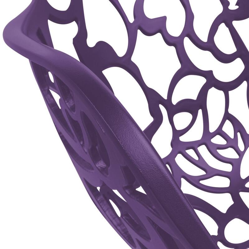 Devon Outdoor Aluminum Dining Chair with Floral Cutout, Stackable, Weather-Resistant, UV-Protected, Indoor/Patio Seating