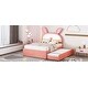preview thumbnail 17 of 15, Charming Upholstered Platform Bed with Trundle and Drawers for Kids
