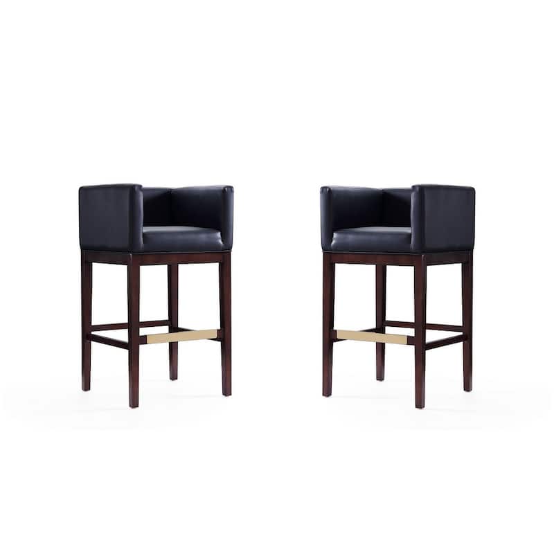 Manhattan Comfort Kingsley 38 in. Dark Walnut Beech Wood Barstool (Set of 2) - Black