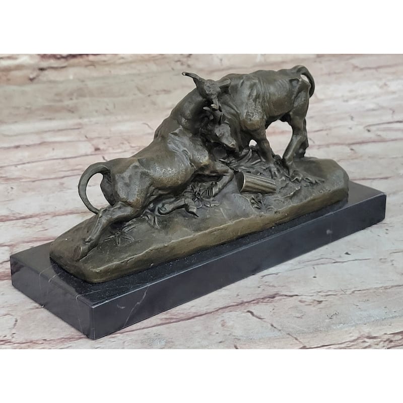 Combat De Taureaux By Clesinger Imitative Bulls Fighting Bronze Statue Sculpture 5 Inches X 10 Inches