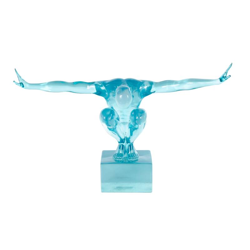 Resin Tinted Posing People Decorative Sculpture - Green Or Blue or Pink - Light Blue