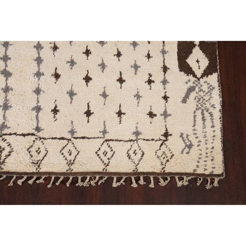 Tribal Geometric Oriental Moroccan Wool Area Rug Hand-knotted Carpet - 8'1" x 10'10"