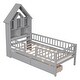 preview thumbnail 9 of 16, Pine Wood Twin Bed with House-Shaped Headboard, Fence Guardrails, and Drawers