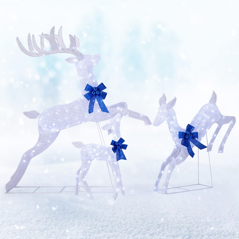 Costway 3 PCS Lighted Christmas Reindeer Family Set Holiday Decoration - See Details
