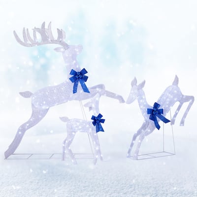 Costway 3 PCS Lighted Christmas Reindeer Family Set Holiday Decoration - See Details