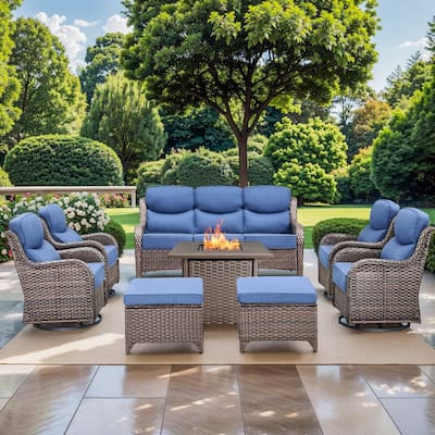 Pocassy Outdoor 6" Sofa Swivel Chairs with Fire Table Funiture