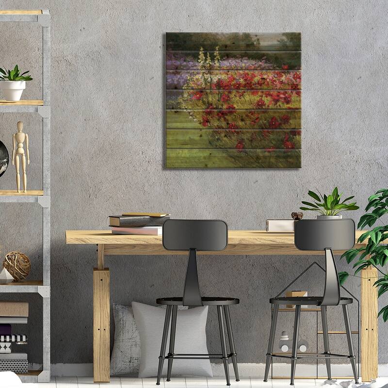 46 Cosmos Garden I Print On Wood by Wild Apple Portfolio - Multi-Color