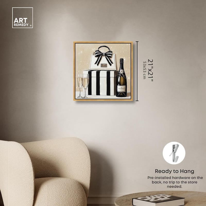 Black and White Striped Glam Canvas by Art Remedy