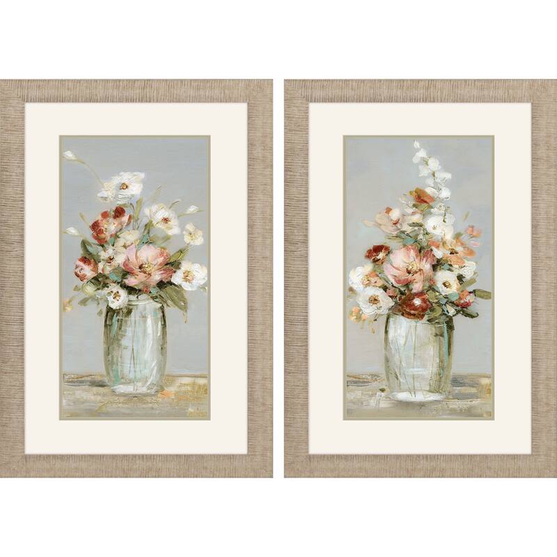HomeRoots Set Of Two Country Arrangement Distressed Gold Framed Wall Art