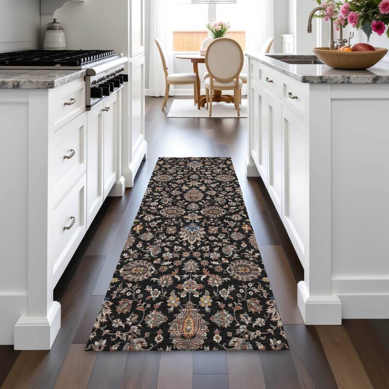 Machine Washable Indoor/Outdoor Traditional Persian Chantille Rug