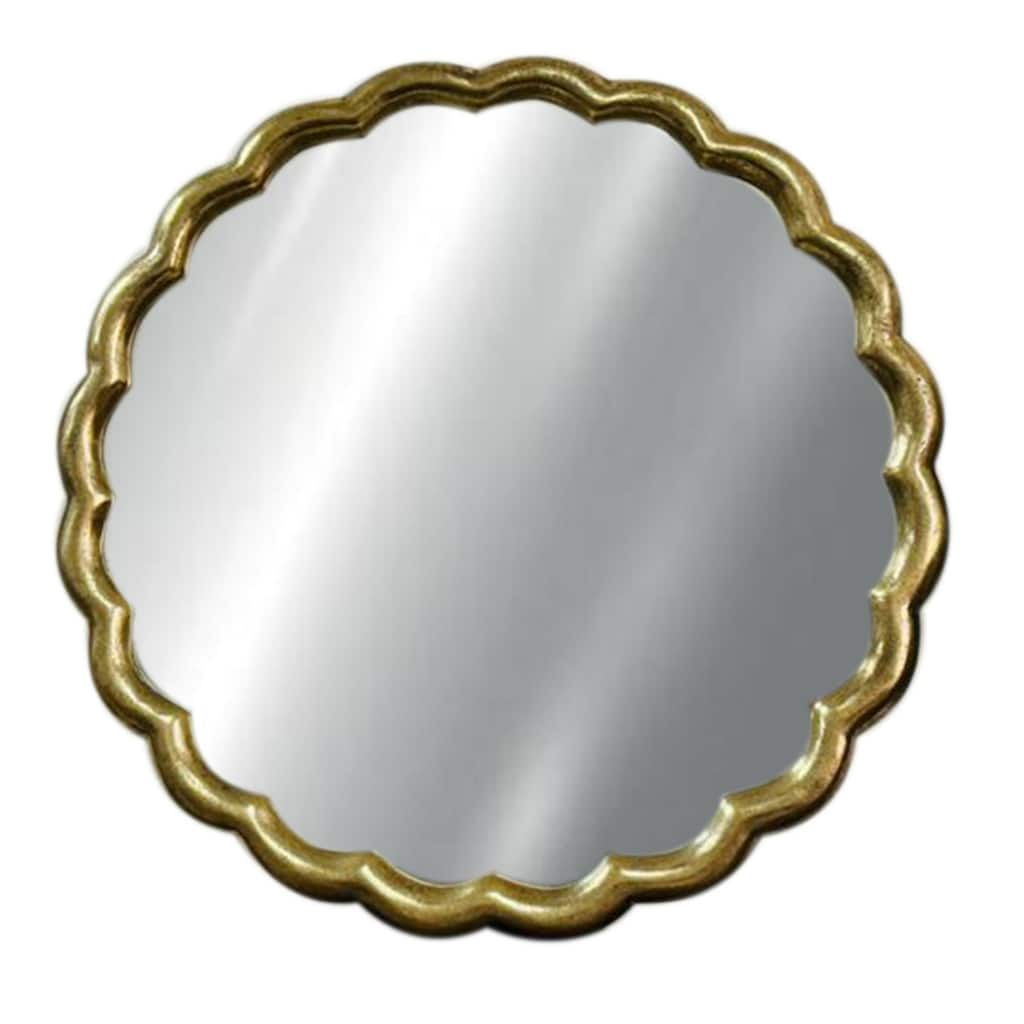 Medium Curved Frame Round Wall Mirror - 26.5” - Brass Finish