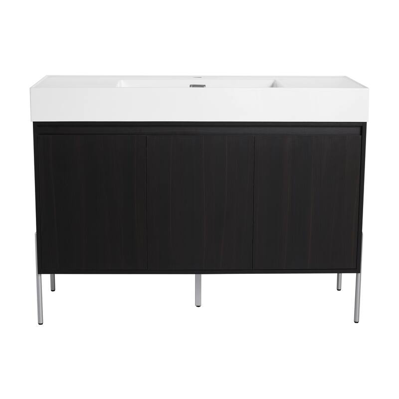 36-Inch Bathroom Vanity with Resin Sink, Floor-to-Ceiling Storage Cabinet, Soft Close Doors, and Easy Assembly