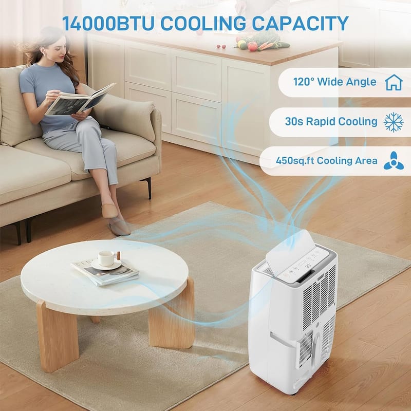 Portable Air Conditioner with Remote Control, 14000BTU air cooler
