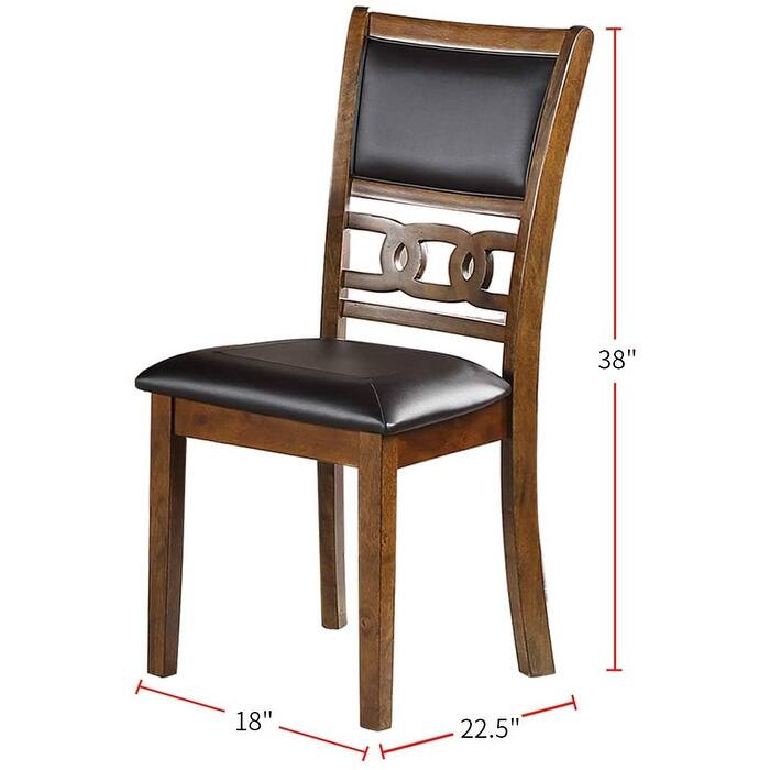 Contemporary Dining 5pc Set Round Table w 4x Side Chairs Walnut Finish Rubberwood Unique Design