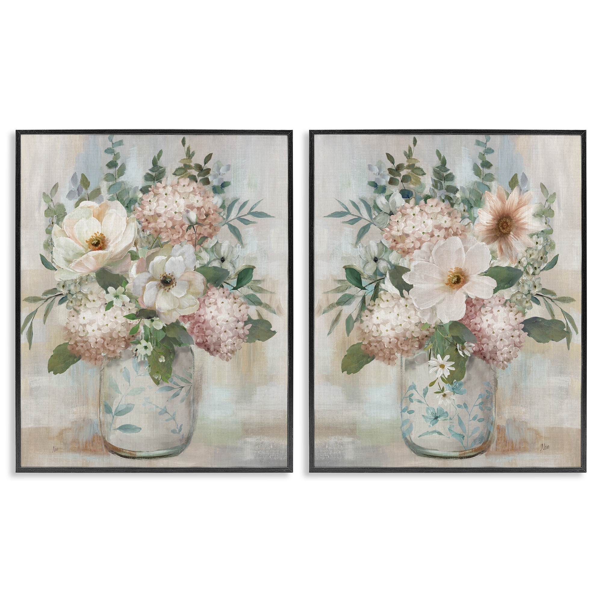 Stupell Assorted Country Blooms Framed Giclee Art Design By Nan (Set of 2)
