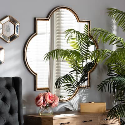 Tiana Bronze and Gold Finished Metal Quatrefoil Accent Wall Mirror - Bronze/Gold