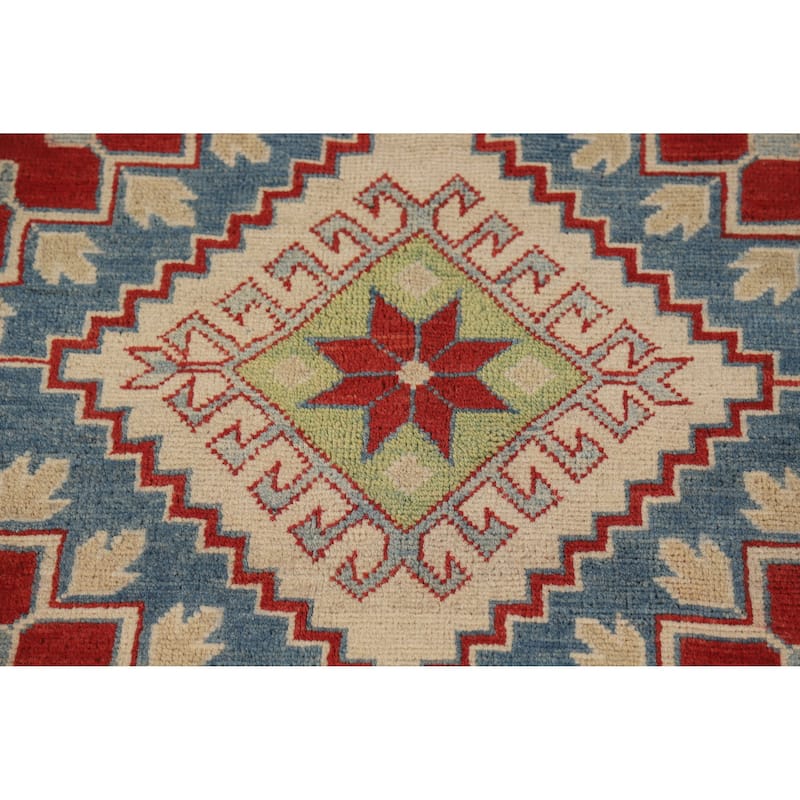 Hand Knotted Oriental 100% Wool Carpet Traditional Geometric Red Kazak Area Rug - 11' 8'' X 9' 0''
