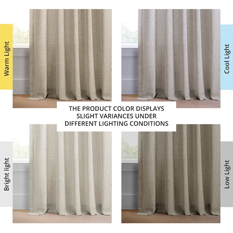 Exclusive Fabrics Farm Town Textured Faux Linen Semi Sheer Curtains (2 Panel) Window Curtains