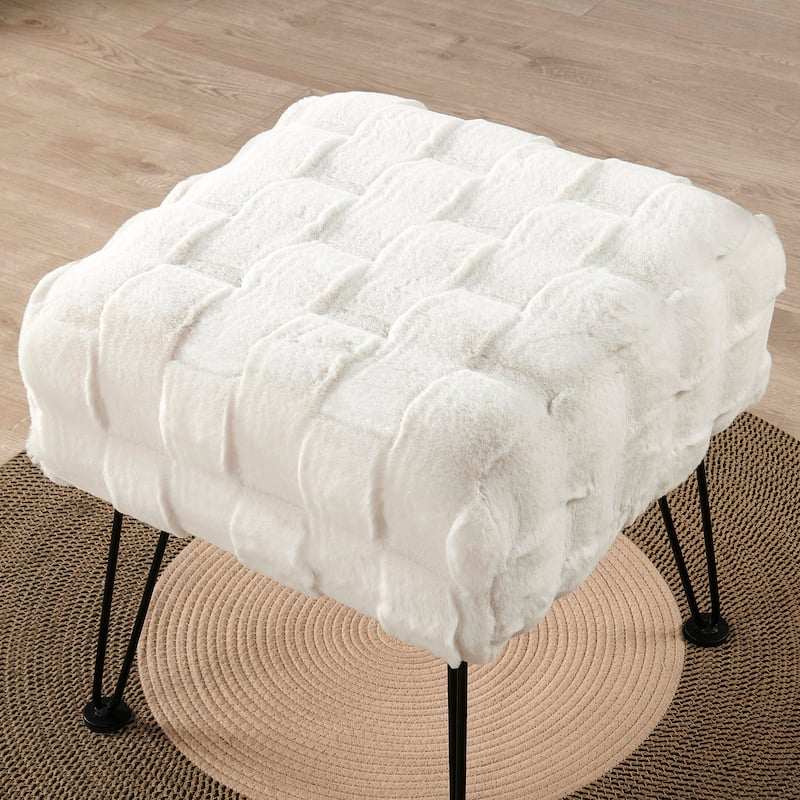 Home Soft Things Brick FauxFur Stool Soft Ottoman Furry Padded Seat
