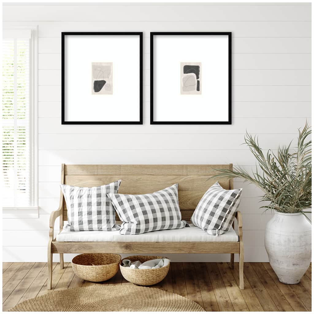 Kate and Laurel Abstract Shapes 01 & 02 2 Piece Framed Wall Art Print Set by Gabrielly Guedes
