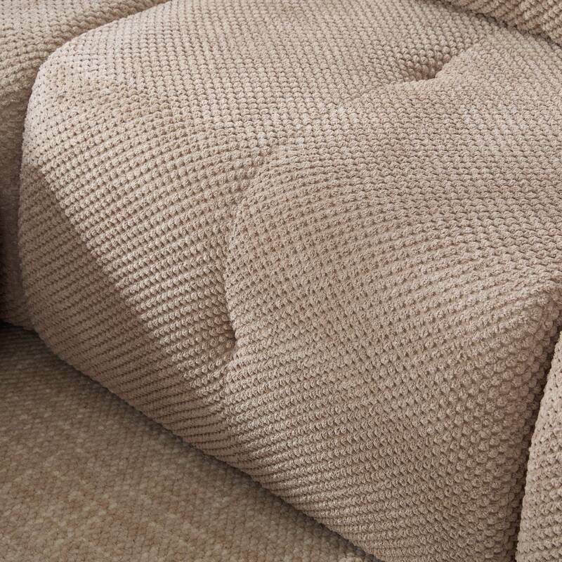 104"W Modern Upholstered Sectional Sofa with 3 Pillows and Ottoman