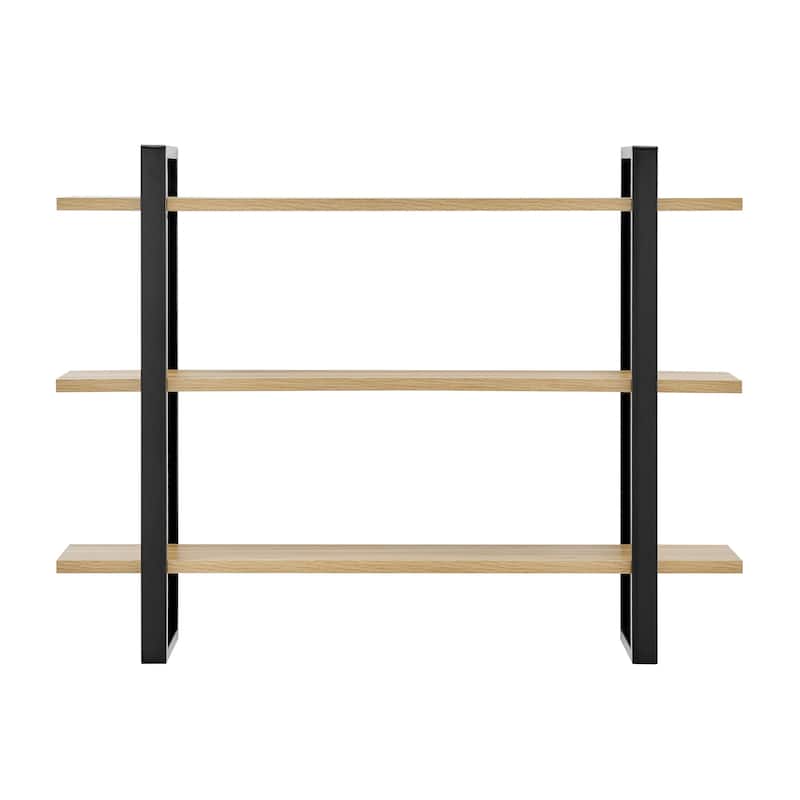 Danya B. Rio Three Tier Modular Floating Bracket Wall Shelf - Chestnut - Chestnut