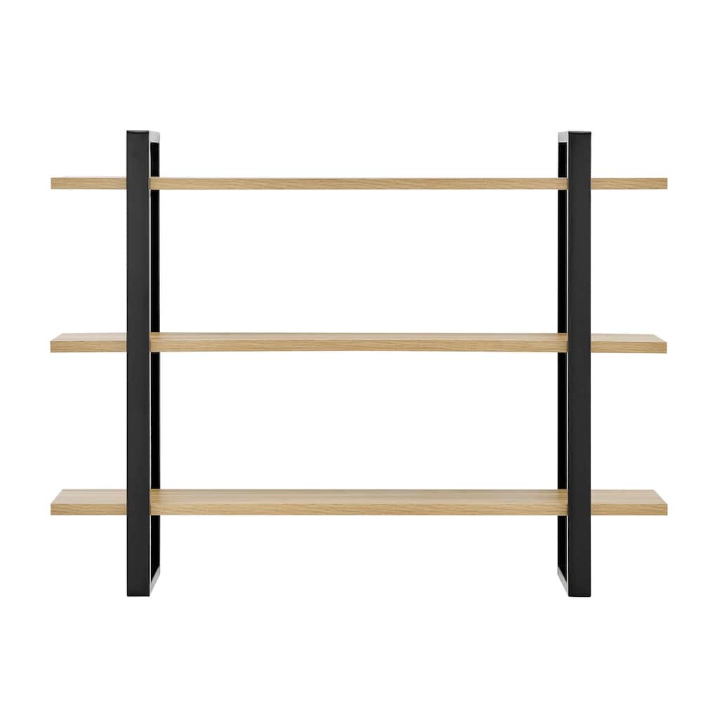 Danya B. Rio Three Tier Modular Floating Bracket Wall Shelf - Chestnut