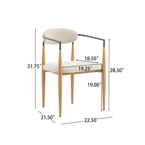 dimension image slide 9 of 11, Modern Industrial Elmore Upholstered Dining Chairs (Set of 2) with Iron Frame by Christopher Knight Home