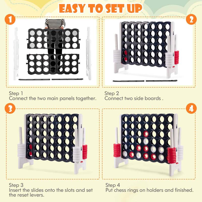 Gymax 4 in A Row Jumbo 4-to-Score Game Set Kids Adults w/ 42 Jumbo