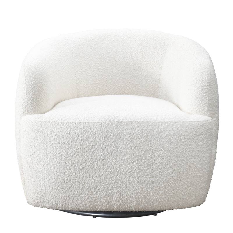 GDFStudio - Mina Modern Boucle Swivel Accent Chair with 360° Base & Round Arms - 32"W