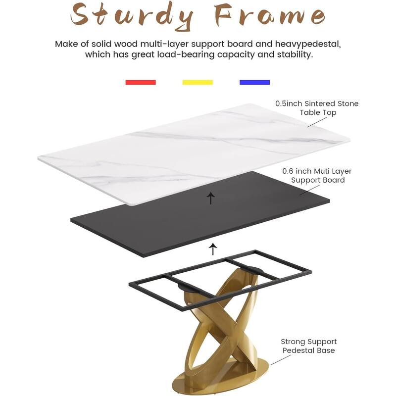63'' Dining Table, Modern Dining Table for 6