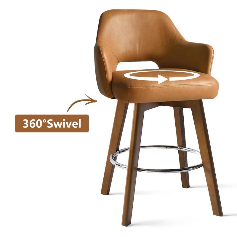 Faux Leather Swivel Contemporary Upholstered Counter Height Stools 1PK