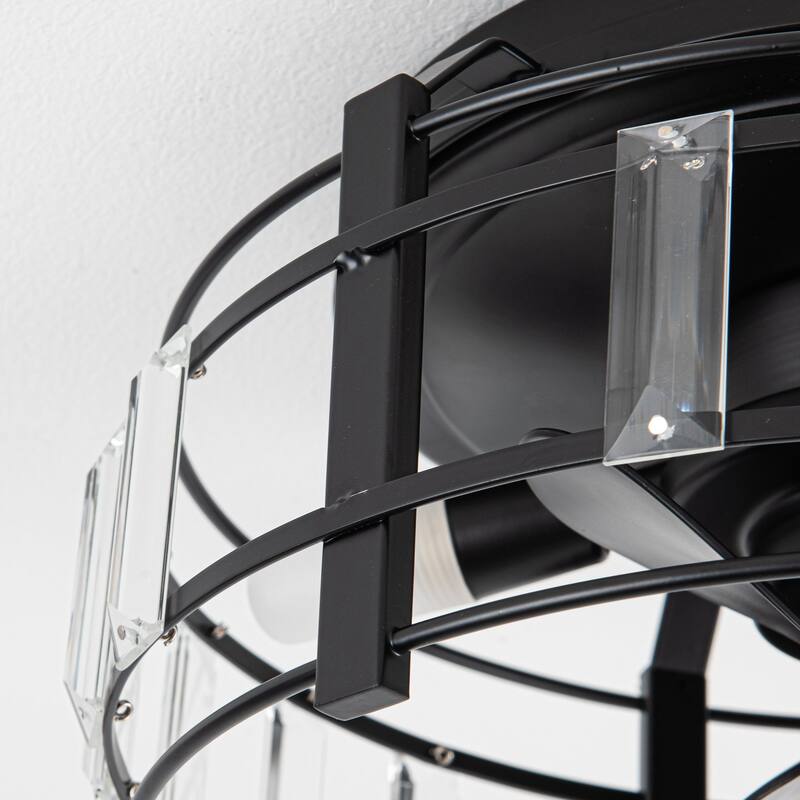 13" 3-Light 3-Blade Modern Crystal Ceiling Fan with Light
