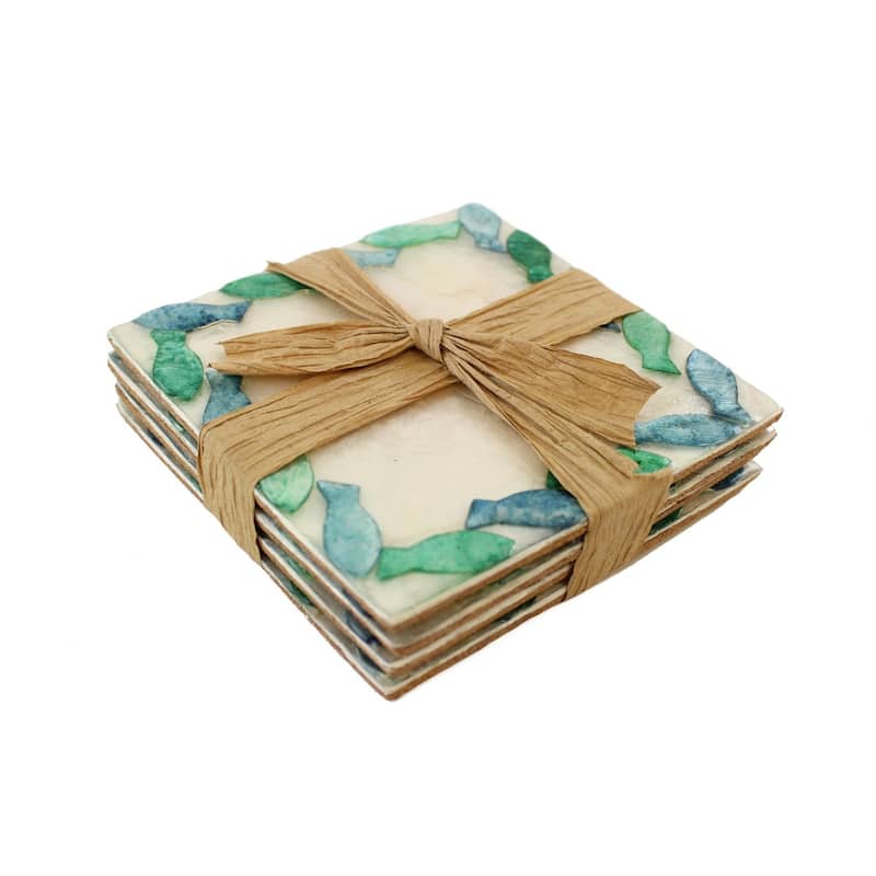 Set of 4 Capiz Square Coasters