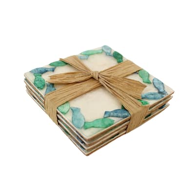 Set of 4 Capiz Square Coasters