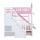 preview thumbnail 15 of 34, Full Over Full Castle Style Bunk Bed Kids Bed with 2 Drawers 3 Shelves and Slide Kids Furniture, Blue