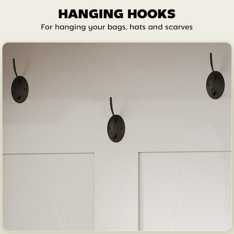 Multi-Functional Hall Tree with Bench Coat Rack Shoe Storage and Top Storage Compartments - 23.1" W x 15.7" D x 70.9" H