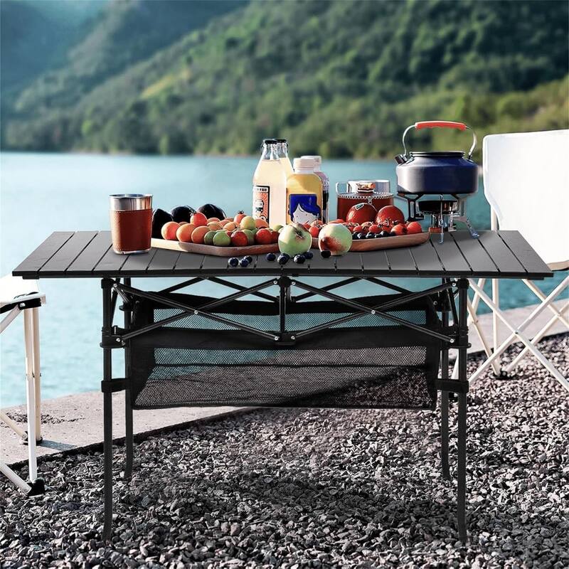 Folding Camping Table, Lightweight Fold Up Table - Black