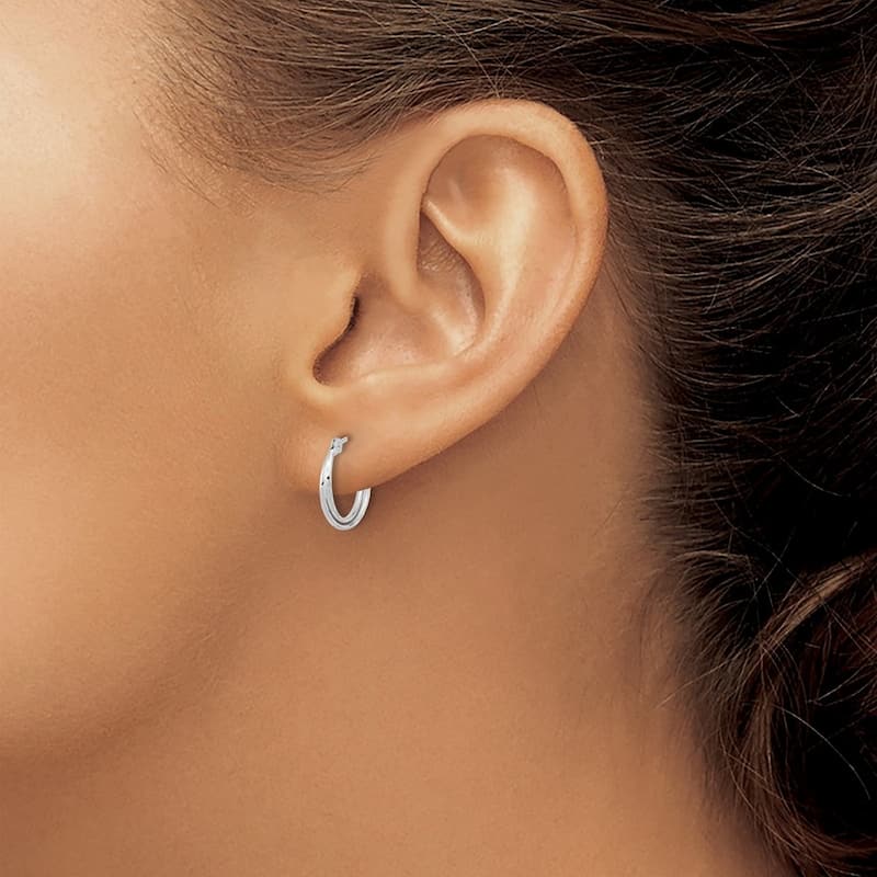 Curata 14k Yellow or White Gold Simple Faceted Polished Double Hoop Earrings 12.9x1.7mm