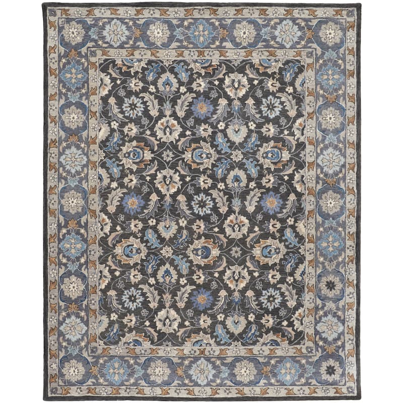 Grand Bazaar Mattias Hand Tufted Oriental Transitional Area Rug - 4' x 6' - Taupe/Blue/Ivory