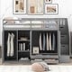 preview thumbnail 3 of 6, Functional Loft Bed with 3 Shelves, 2 Wardrobes, 2 Drawers, Ladder with Storage, No Box Spring Needed